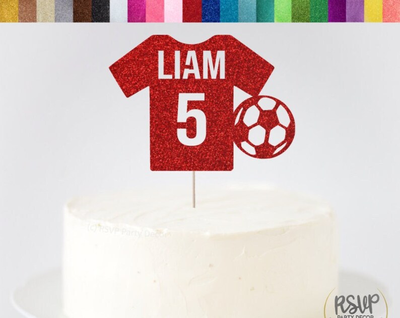 Custom Soccer Jersey Cake Topper Soccer Cake Topper Soccer Themed Party Soccer Birthday Party Decor Sports Party Decorations