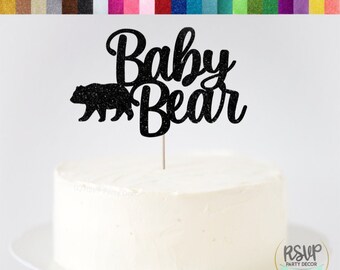 Baby Bear Cake Topper, Lumberjack Baby Shower Topper, Bear Gender Reveal Party Decor, Bear Party Decor, Forest First Birthday Decor
