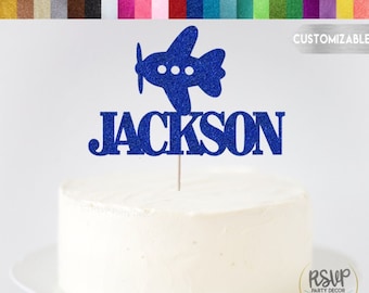 Custom Airplane Cake Topper, Plane Name Party Decorations, Vintage Airplane 1st Birthday Cake Smash Topper, Time Flies Travel Cake Topper
