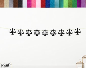 May include: Black glitter scales of justice banner with the text "FULLY ASSEMBLED".