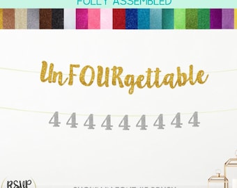 UnFOURgettable バナー、4 つのガーランド、Un Four Gettable バナー、4 歳の誕生日パーティーのデコレーション、4 歳の誕生日パーティーの装飾、4 つのパーティー用品