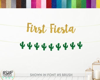 First Fiesta Banner, Cactus Garland, Fiesta 1st Birthday Party Decor, Taco Themed First Birthday Decor, Mexican Themed 1st Birthday Decor