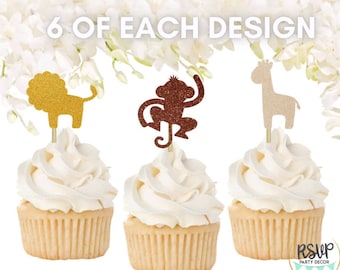 18 PCS Jungle Animal Cupcake Toppers, Safari Food Picks, Jungle Party Decorations, Safari Birthday Decor, Jungle Baby Shower Decorations