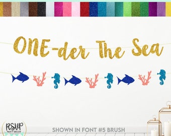 ONE-der The Sea Banner, Ocean 1st Birthday Banner, Under The Sea 1st Birthday Garland, Mermaid 1st Birthday, Oneder The Sea Decorations