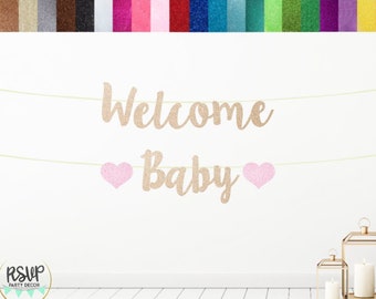 Welcome Baby Banner, Baby Shower Decorations, Custom Baby Shower Banner, Gender Reveal Banner, Gender Reveal Party Decor