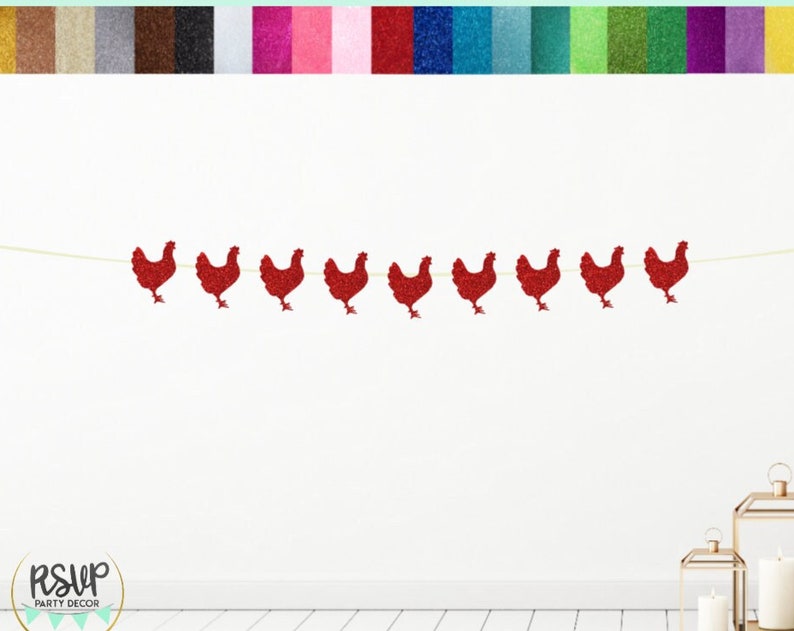 Chicken Garland Rooster Banner Farm Party Decor Farm Birthday Decorations Barnyard Birthday Party Decorations Hen Bunting