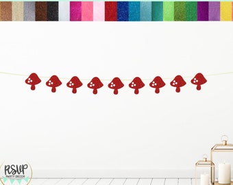 Mushroom Garland, Fairy Party Decor, Mushroom Banner, Fairy Birthday Decor, Forest Birthday Party Decor, Mushroom Party Decorations