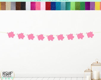 Pig Garland, Glitter Pig Banner, Farm Party Decor, Farm Baby Shower Decorations, Barnyard Birthday Party Decorations, Piggy Bunting