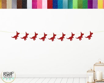 Party Hat Dinosaur Garland, Velociraptor Banner, Dinosaur Birthday Party Decorations, Dino Four Party Decor, T-Rex Garland, Dino Party