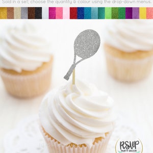 Tennis Racket Cupcake Toppers, Tennis Party Decorations, Tennis Food Picks, Badminton Birthday Party Decor, Tennis Birthday Decorations