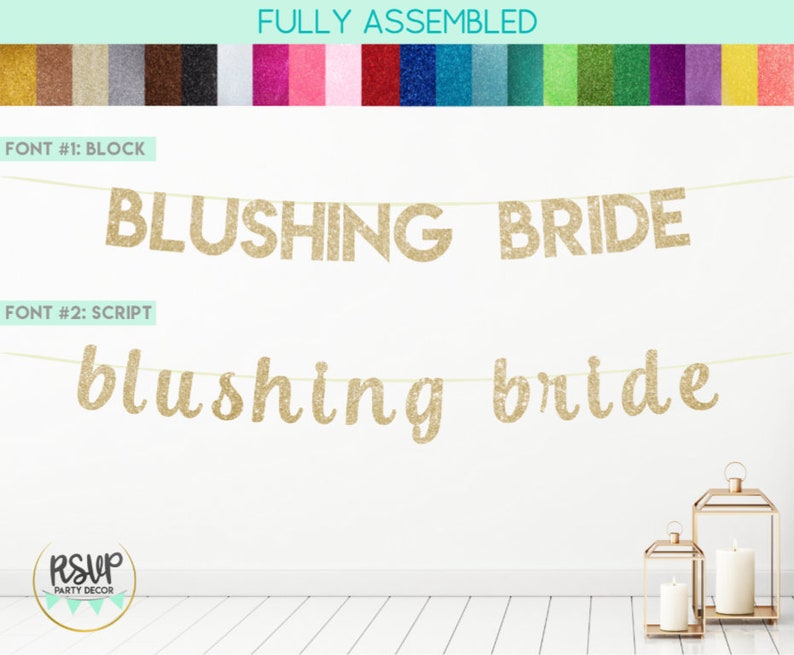 Blushing Bride Banner, Blush Bridal Shower Decorations, Blush Bachelorette Party Decor, Neutral Bridal Shower, Pink Bridal Shower Supplies image 1