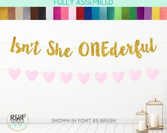 Isn't She ONEderful Banner, Girls 1st Birthday Banner, Isn't She Lovely Isn't She Wonderful Garland, Girl Onederful Birthday Party Decor