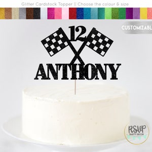 Custom Racing Flags Cake Topper, Car Party Decor, Two Fast Cake Topper, Racecar Birthday Cake Topper, Race Car Birthday Party Decorations