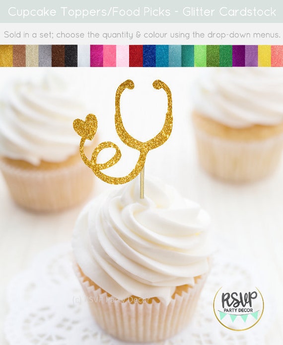 Stethoscope Cupcake Toppers Doctor Cupcake Toppers Nurse Cupcake
