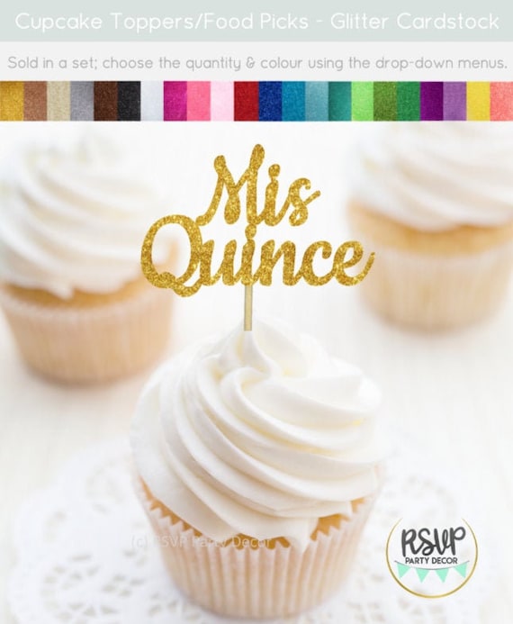 Mis Quince Cupcake Toppers, Quinceanera Party Decorations, 15 Food Picks, 15th Birthday Party Decorations, Quinceañera Cupcake Toppers Il_570xn