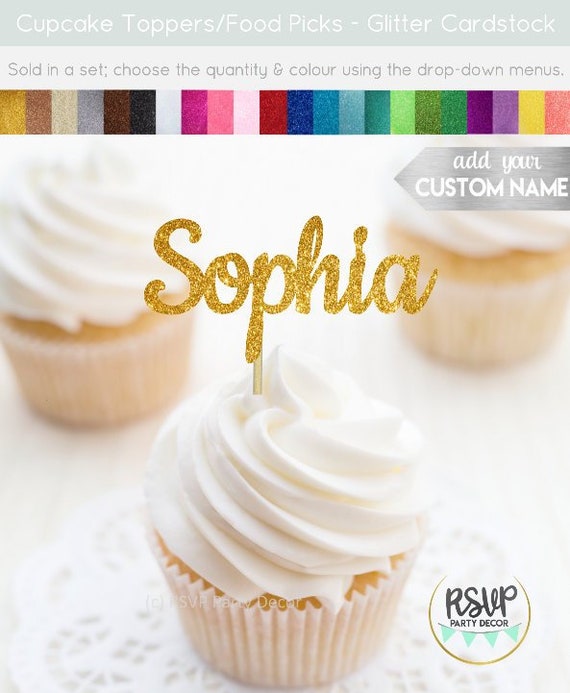 Custom Name Cupcake Toppers, Personalized Cupcake Toppers, Birthday Cupcake Toppers, Name Food Picks, Custom Food Picks Il_570xn