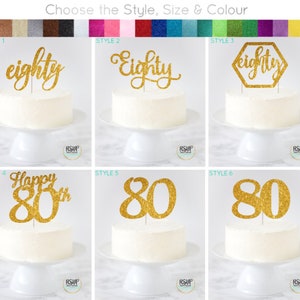 Eighty Cake Topper, 80 Cake Topper, 80th Birthday Decor, 80th Decorations, Eightieth Cake Topper, 80th Anniversary Decorations