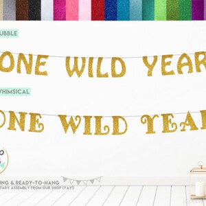 One Wild Year Banner, Wild One Sign, Wild One Party Decor, Jungle Safari First Birthday, 1st Birthday Banner, Wild One Bunting image 2