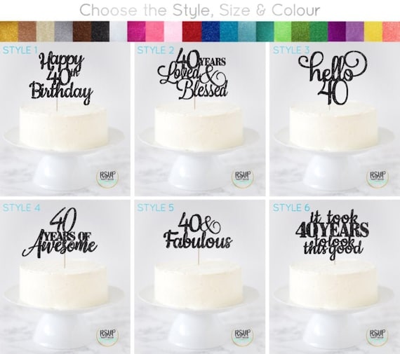 40th Birthday Cake Topper, 40 Years Loved and Blessed Cake Topper, Hello 40, 40 Years of Awesome, 40 & Fabulous, 40th Birthday Decor Il_570xn