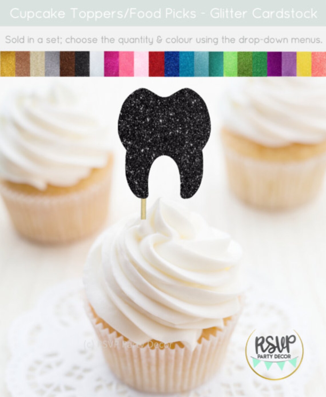 Tooth Cupcake Toppers Dentist Cupcake Toppers Dental Etsy Canada
