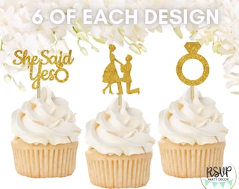 18 PCS Engagement Party Cupcake Topper Set, Engagement Party Decorations, Bridal Shower Decor, Proposal Cupcake Toppers, Bridal Shower Signs
