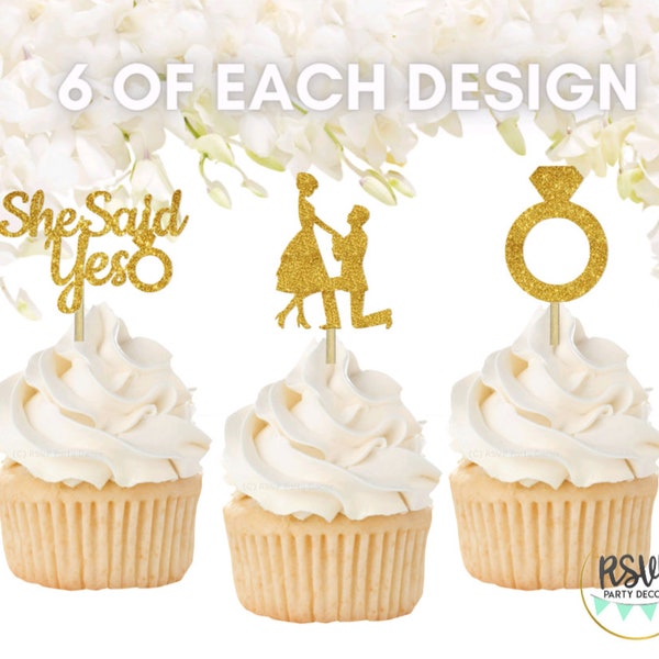 18 PCS Engagement Party Cupcake Topper Set, Engagement Party Decorations, Bridal Shower Decor, Proposal Cupcake Toppers, Bridal Shower Signs