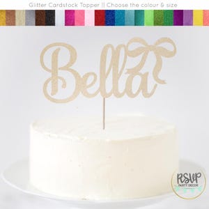 Custom Bow Cake Topper, Coquette Cake Topper, Feminine Birthday Party Decor, Girls Birthday Party Decor, Princess Cake Topper with Name