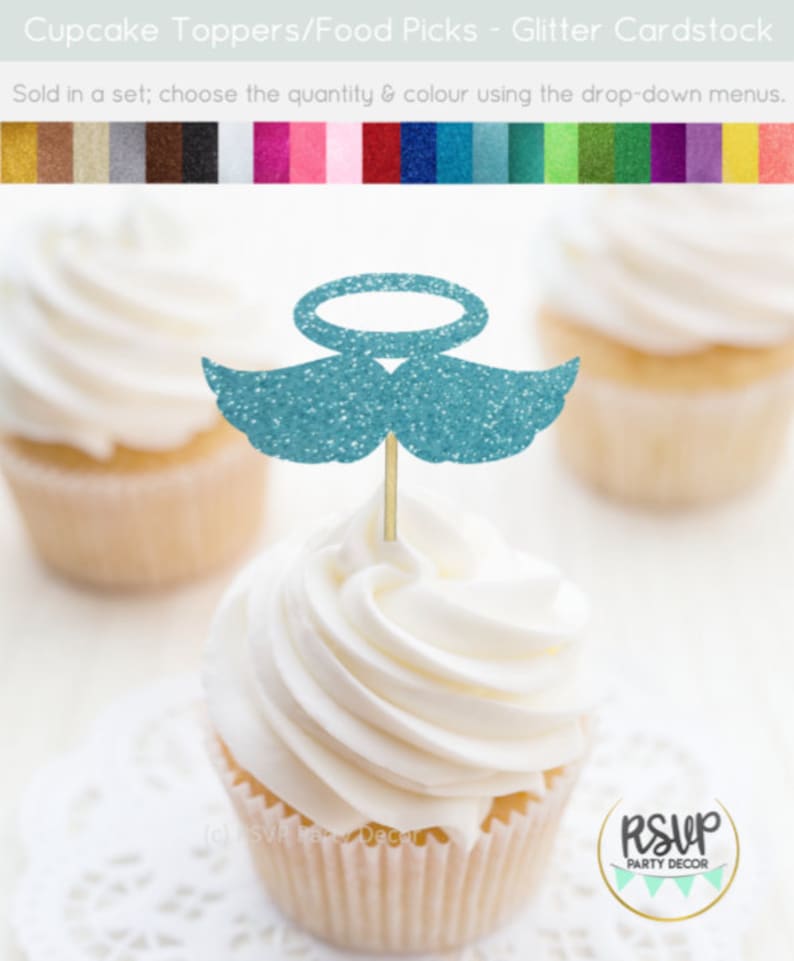 Angel Wing Cupcake Toppers Angel Food Picks Christmas Party Etsy