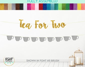 Tea For Two Banner, Teacup Garland, Tea Party 2nd Birthday Banner, Second Partea Party Decor, Tea Twins Birthday Banner, 2nd Birthday Party