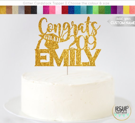 Custom Graduation Cake Topper, Congrats Grad 2019, Happy Graduation Cake Topper, Graduation Party Decor, Graduation Cake Topper With Name Il_570xn