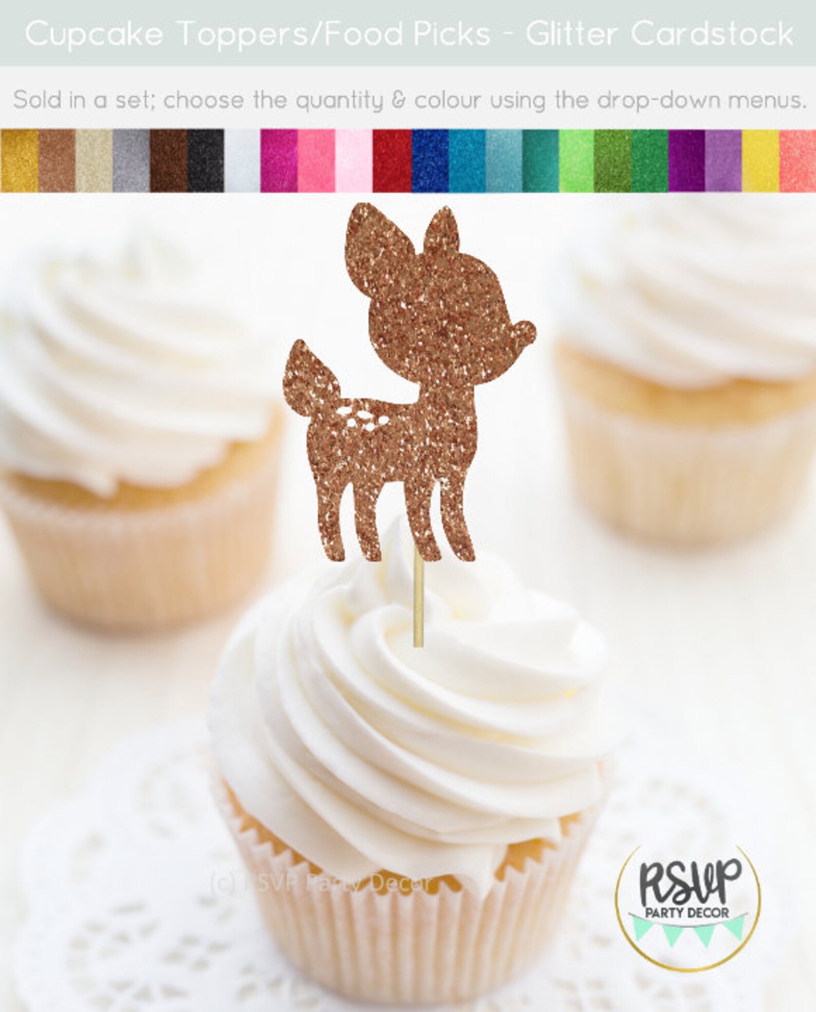 Baby Deer Cupcake Toppers Fawn Cupcake Toppers Woodland Etsy