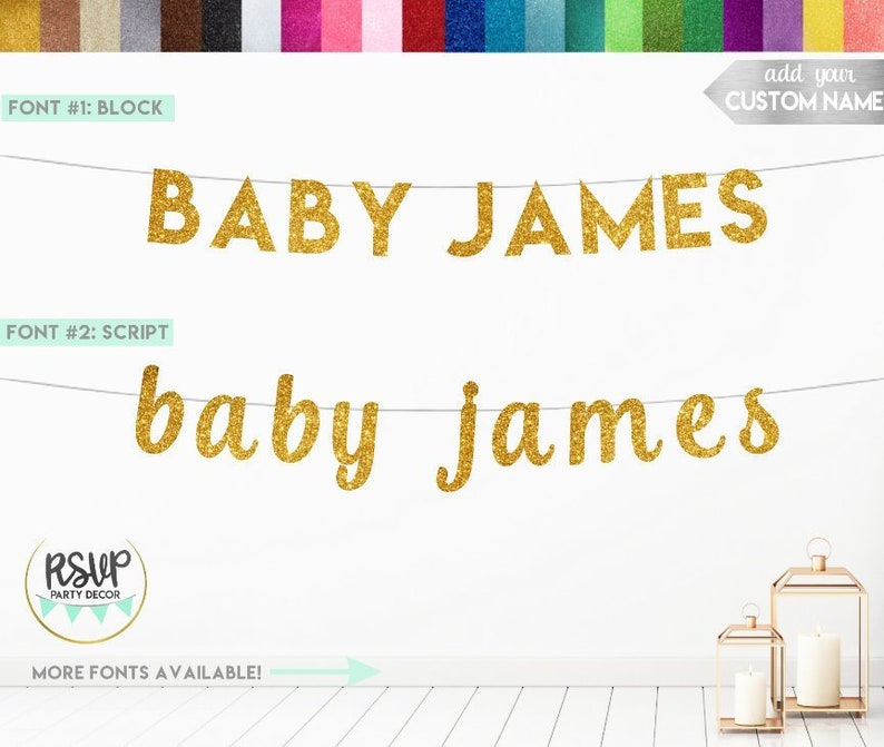 Baby Name Banner Custom Baby Banner Custom Baby Shower | Etsy