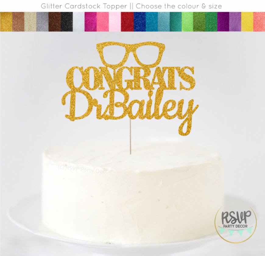 Custom Congrats Eyeglasses Cake Topper, Optometry Graduation Cake ...