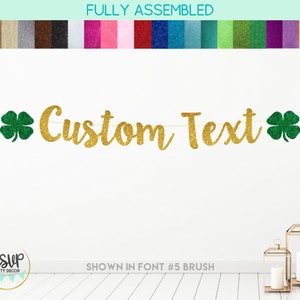 Custom Shamrock Banner, St. Patrick's Day Party Decorations, Four Leaf Clover Banner, St. Patty's Day Garland, Lucky Charm Birthday Decor image 1