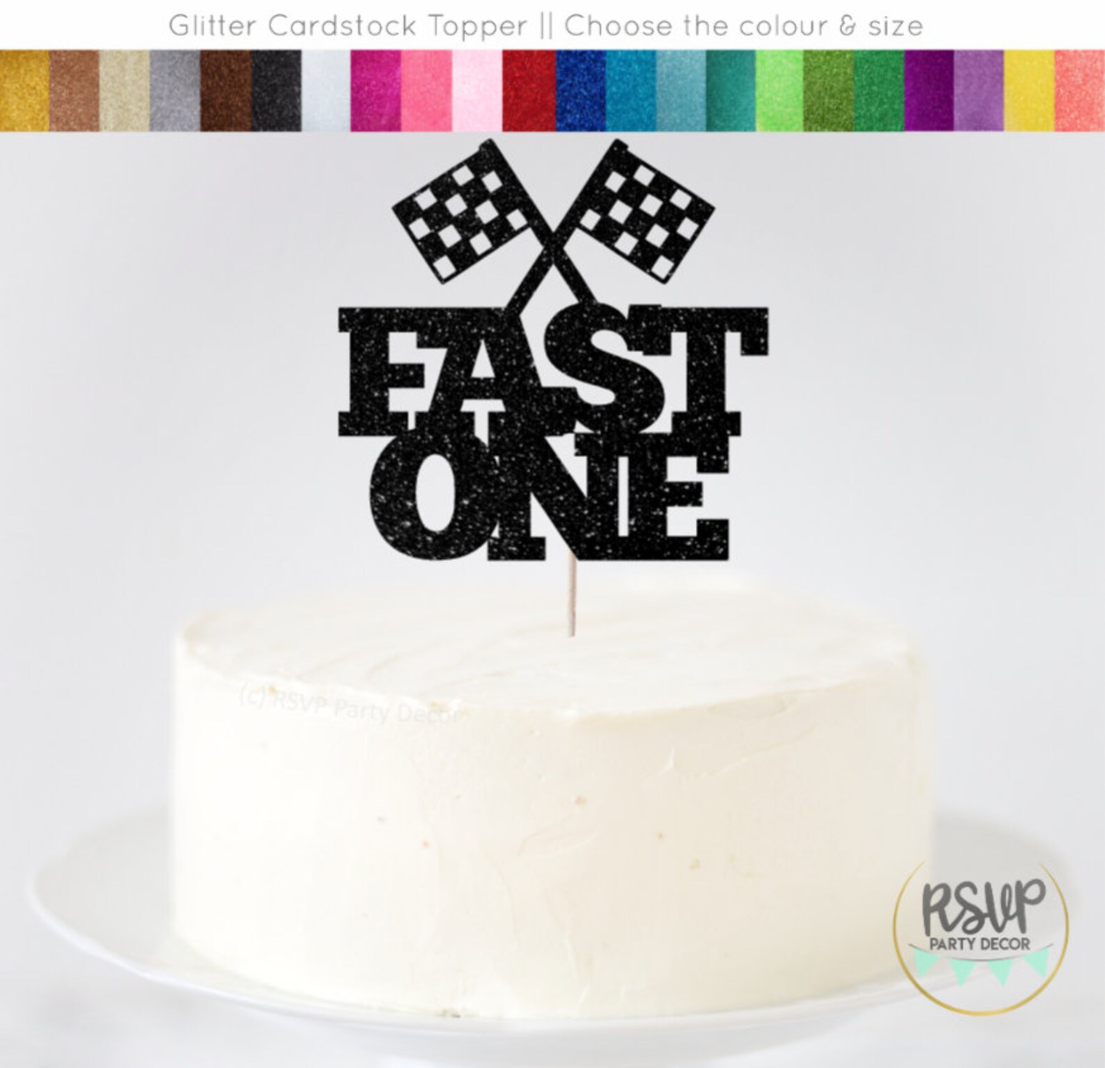 Fast One Cake Topper Racecar 1st Birthday Cake Topper Race Etsy