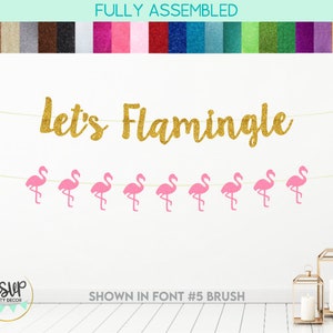 Let's Flamingle Banner, Flamingo Garland, Beach Bachelorette Party Decoration, Tropical Birthday Party Decor, Flamingo Bridal Shower
