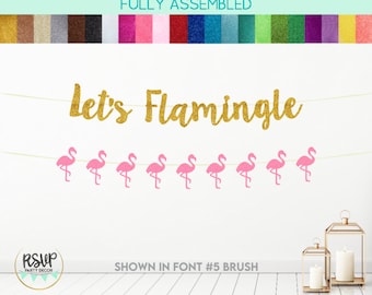 Let's Flamingle Banner, Flamingo Garland, Decoración de despedida de soltera en la playa, Decoración de fiesta de cumpleaños tropical, Flamingo Bridal Shower