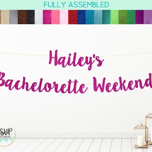 Benutzerdefinierte Bachelorette Party Banner, Bach Wochenende Zeichen, Ziel Bachelorette Dekorationen, personalisierte Backddrop Dekor angepasst