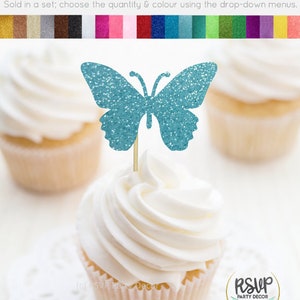 Butterfly Cupcake Toppers, Glitter Butterfly Food Picks, Fairy Cupcake Toppers, Garden Themed Party Decor, Garden Birthday, Garden Shower image 9