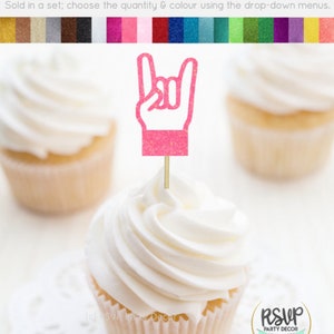 Rock Hand Cupcake Toppers, Music Party Decorations, Rock Star Cupcake Toppers, Rock n Roll Party Decor, Music Theme Birthday Decor image 6