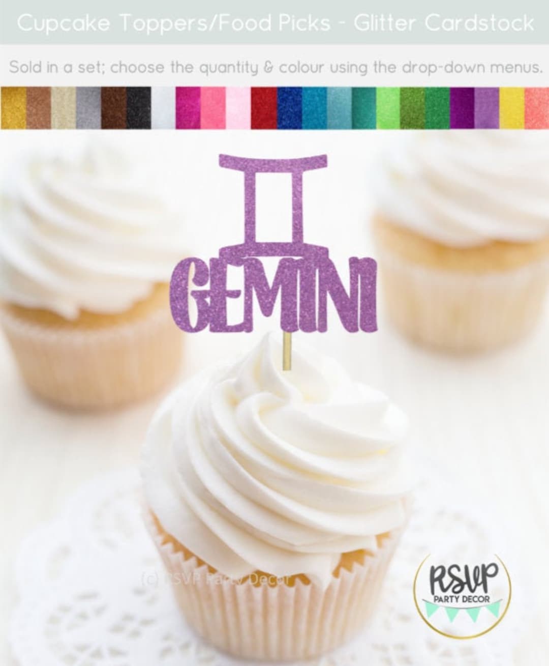 Gemini Cupcake Toppers, Gemini Birthday Party Decorations, Zodiac Party