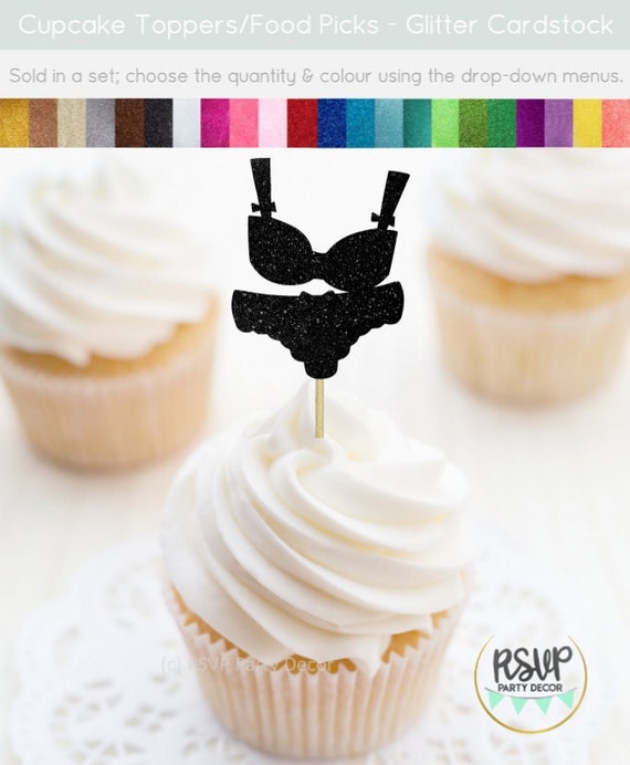 Bra and Panties Cupcake Toppers, Lingerie Bachelorette Cupcake