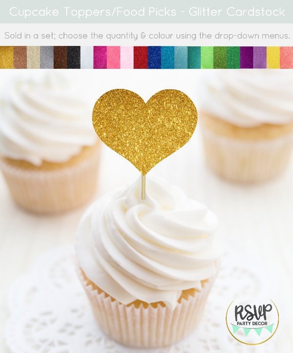 Heart Cupcake Toppers, Heart Food Picks, Valentine's Day Cupcake …