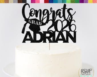 Custom Graduation Cake Topper, Congrats Grad 2026, Happy Graduation Cake Topper, Graduation Party Decor, Graduation Cake Topper With Name