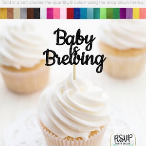 Baby Is Brewing Cupcake Toppers, Beer Baby Shower Cupcake Toppers, Halloween Baby Shower Food Picks, Gender Reveal Party Decorations