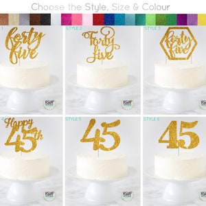 Forty Five Cake Topper, 45 Cake Topper, Fortyfive Cake Topper, Forty-Five Cake Topper, 45 Birthday Decor, 45th Anniversary Topper