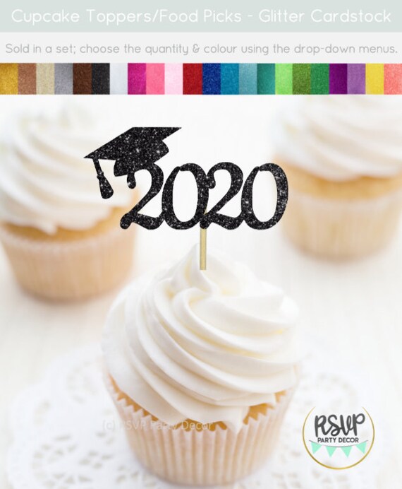 2020 Grad Cap Cupcake Toppers, Graduation Party Decorations, Graduation Food Picks, 2020 Graduation Party, 2020 Grad Cupcake Toppers Il_570xn