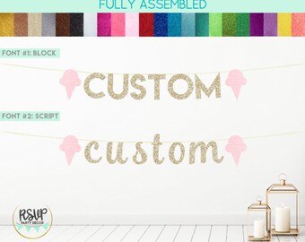 Aangepaste Ice Cream Banner, Ice Cream Party Decoraties, Twee Sweet Banner, Sweet One Garland, Sprinkle Thema Party Decor, Ice Cream Social
