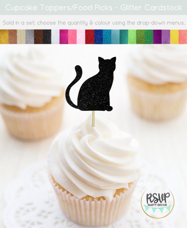 Garnitures de cupcakes pour chats, garnitures de cupcakes pour chats, choix de nourriture pour chats, décor de fête de chat, décorations danniversaire de chat, garnitures de cupcakes pour chats dHalloween image 1