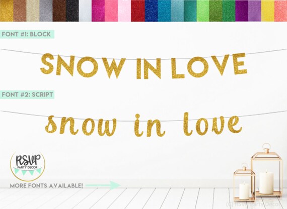 Snow In Love Banner Glitter Snow In Love Sign Winter Bridal